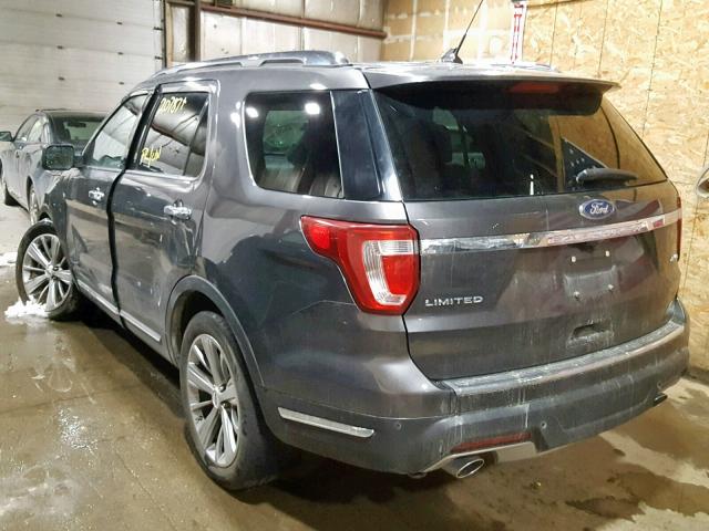 1FM5K8F8XJGB33638 - 2018 FORD EXPLORER L GRAY photo 3