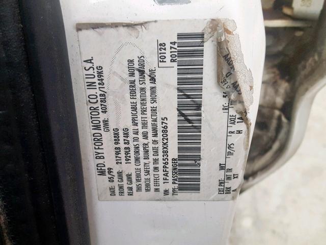 1FAFP6538XK208675 - 1999 FORD CONTOUR LX WHITE photo 10