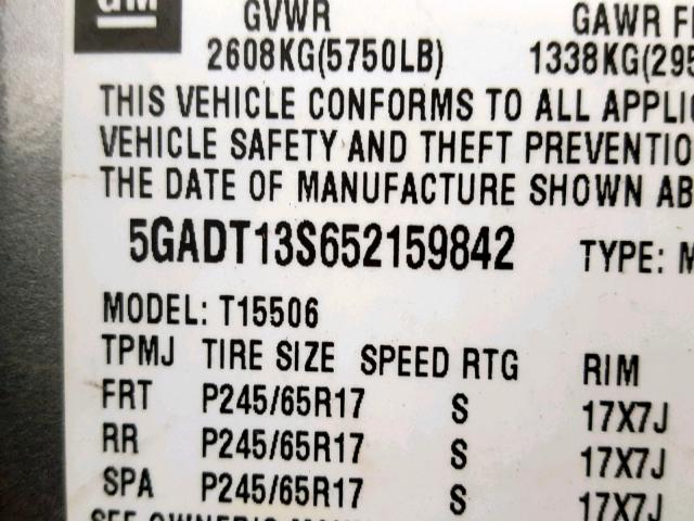 5GADT13S652159842 - 2005 BUICK RAINIER CX GRAY photo 10