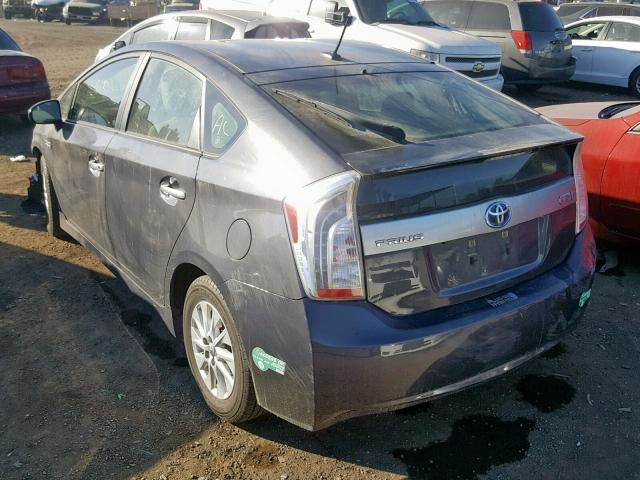 JTDKN3DP4C3001335 - 2012 TOYOTA PRIUS PLUG CHARCOAL photo 3