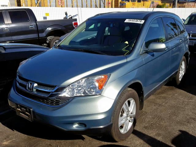 5J6RE3H7XAL003980 - 2010 HONDA CR-V EXL BLUE photo 2