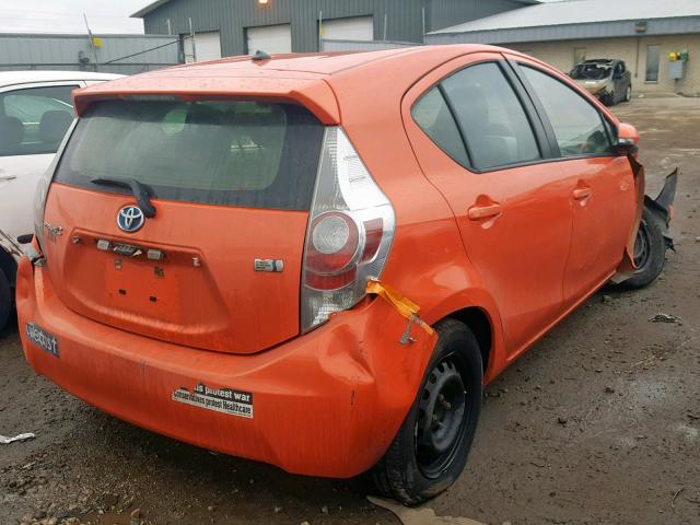 JTDKDTB34C1029215 - 2012 TOYOTA PRIUS C ORANGE photo 4