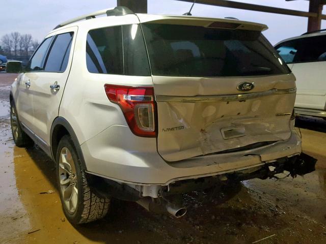 1FM5K7F83EGB17989 - 2014 FORD EXPLORER L WHITE photo 3