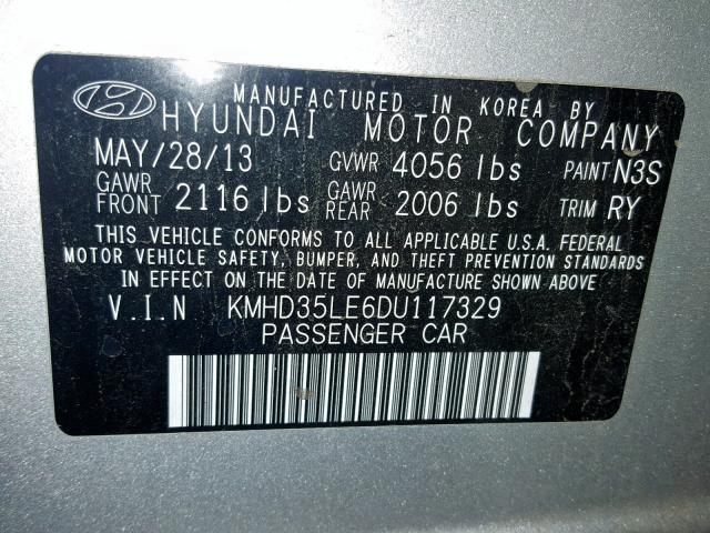 KMHD35LE6DU117329 - 2013 HYUNDAI ELANTRA GT SILVER photo 10