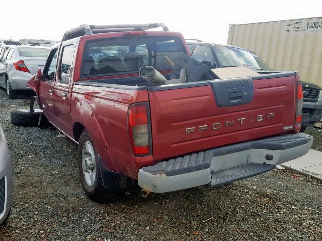 1N6ED27T61C327148 - 2001 NISSAN FRONTIER C BURGUNDY photo 3