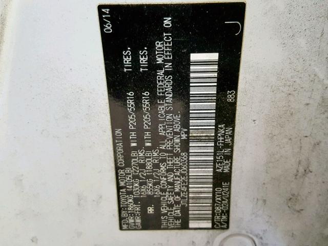 JTLZE4FE2EJ060368 - 2014 TOYOTA SCION XB Ақ фото 10