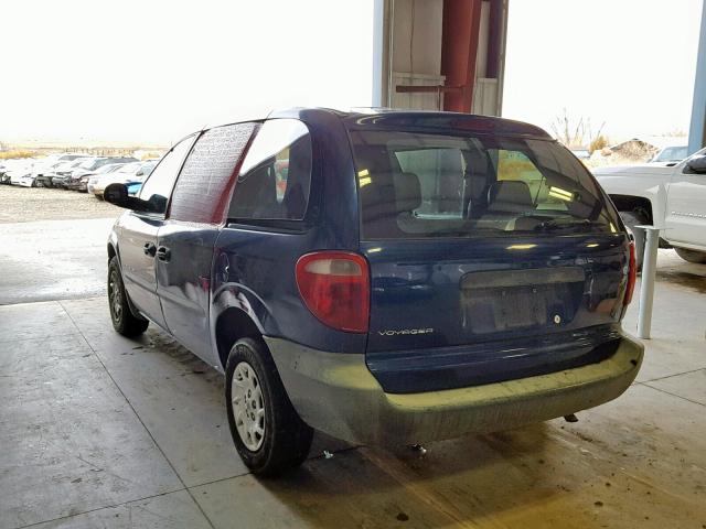 1C4GJ25371B273775 - 2001 CHRYSLER VOYAGER BLUE photo 3