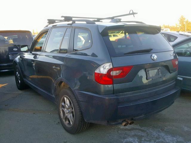 WBXPA734X4WC39535 - 2004 BMW X3 2.5I GREEN photo 3