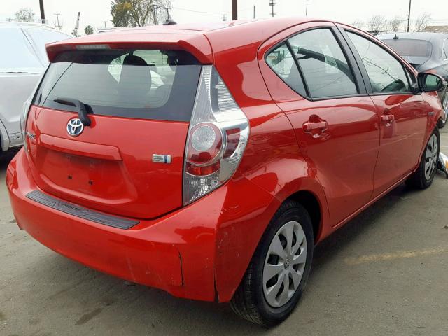 JTDKDTB34E1563026 - 2014 TOYOTA PRIUS C RED photo 4