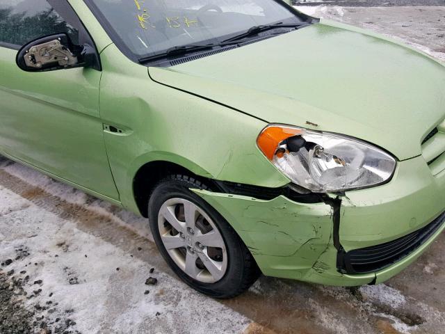 KMHCN35C49U141643 - 2009 HYUNDAI ACCENT SE GREEN photo 9