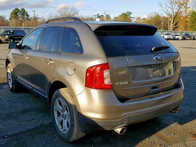 2FMDK3JC1EBB35124 - 2014 FORD EDGE SEL GRAY photo 3