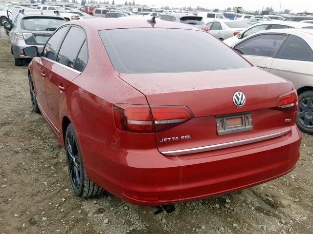 3VWL17AJ5HM395969 - 2017 VOLKSWAGEN JETTA SEL RED photo 3