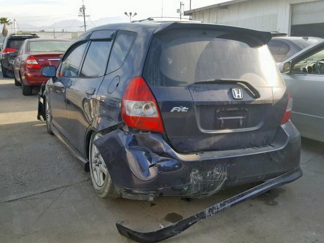 JHMGD37638S009093 - 2008 HONDA FIT SPORT BLUE photo 3