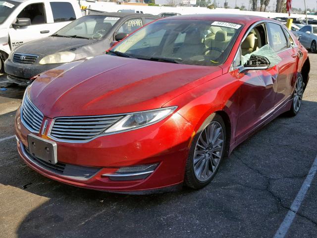 3LN6L2LU4ER800721 - 2014 LINCOLN MKZ HYBRID RED photo 2