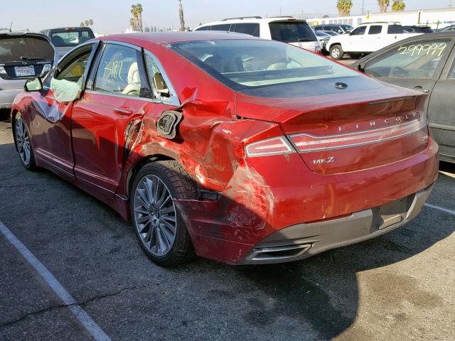 3LN6L2LU4ER800721 - 2014 LINCOLN MKZ HYBRID RED photo 3