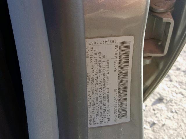 WVWCD63B35E015510 - 2005 VOLKSWAGEN PASSAT GLS SILVER photo 10