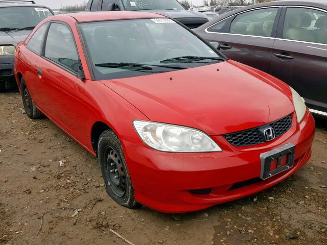 1HGEM221X4L082109 - 2004 HONDA CIVIC DX V RED photo 1