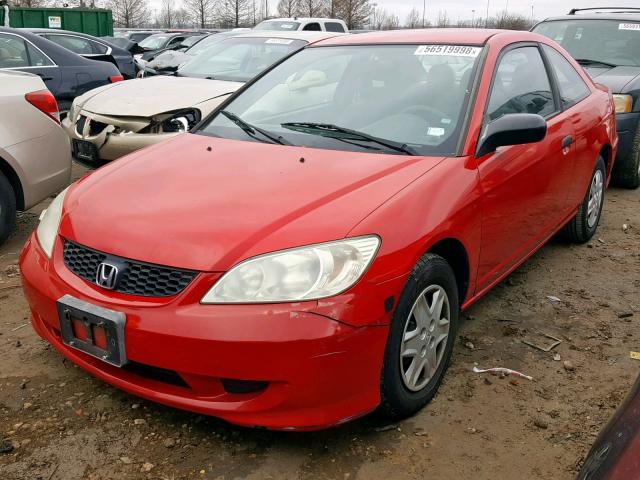 1HGEM221X4L082109 - 2004 HONDA CIVIC DX V RED photo 2