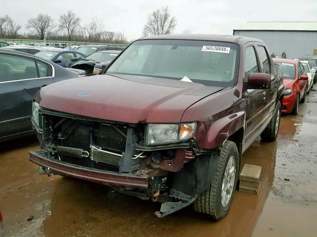 2HJYK16507H528967 - 2007 HONDA RIDGELINE MAROON photo 2