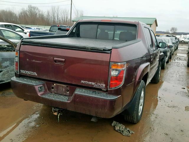 2HJYK16507H528967 - 2007 HONDA RIDGELINE MAROON photo 4