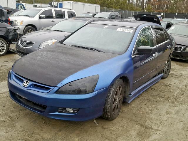 1HGCM56116A153876 - 2006 HONDA ACCORD VAL BLUE photo 2