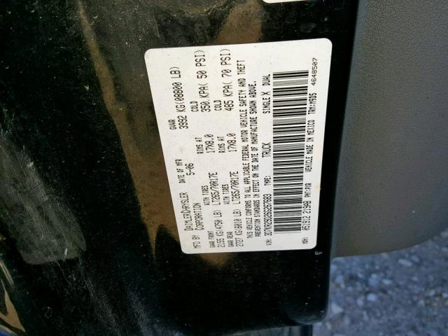 3D7KR29D26G267683 - 2006 DODGE RAM 2500 BLACK photo 10