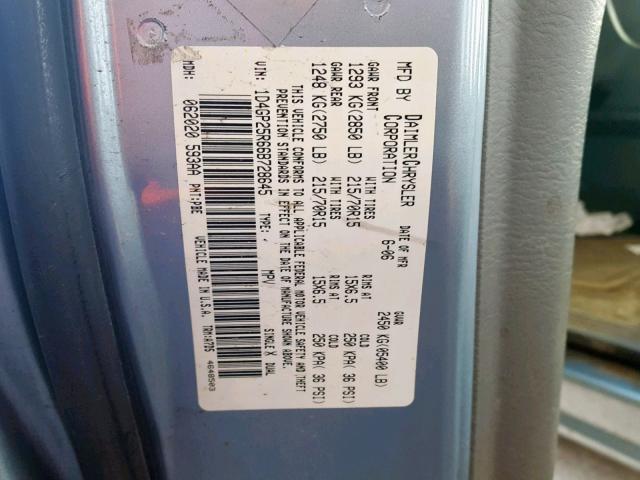 1D4GP25R66B728645 - 2006 DODGE CARAVAN SE GRAY photo 10