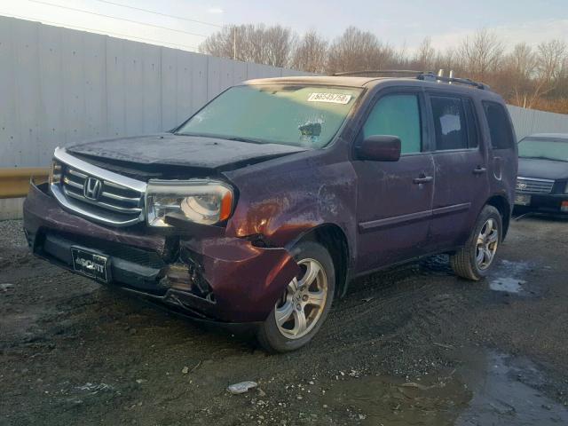 5FNYF4H77DB006475 - 2013 HONDA PILOT EXLN BURGUNDY photo 2