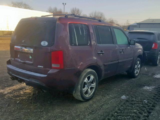 5FNYF4H77DB006475 - 2013 HONDA PILOT EXLN BURGUNDY photo 4