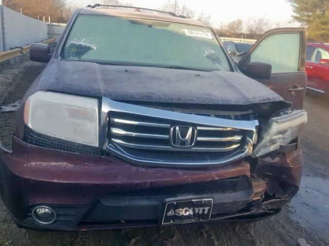 5FNYF4H77DB006475 - 2013 HONDA PILOT EXLN BURGUNDY photo 7