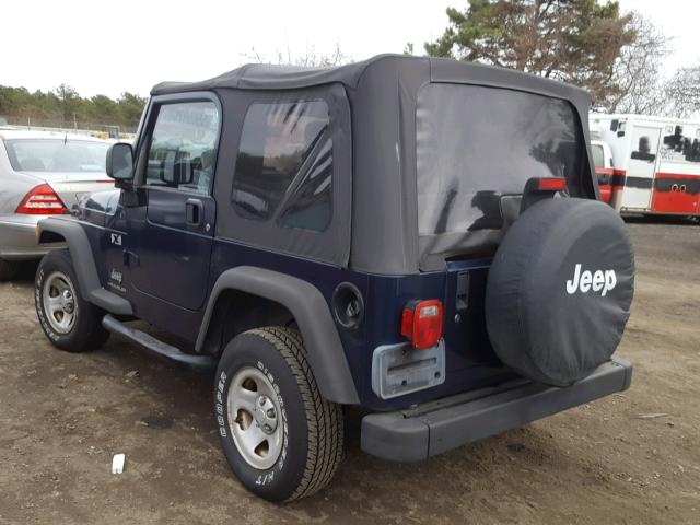 1J4FA39S34P700311 - 2004 JEEP WRANGLER X BLUE photo 3