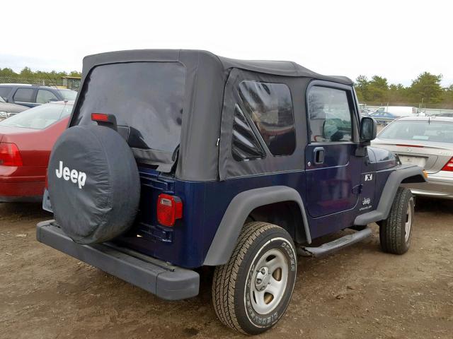 1J4FA39S34P700311 - 2004 JEEP WRANGLER X BLUE photo 4