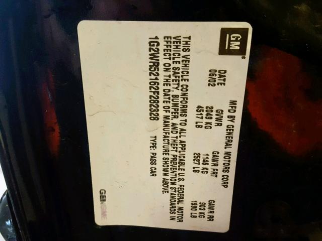 1G2WR52162F282328 - 2002 PONTIAC GRAND PRIX 黑色 照片 10