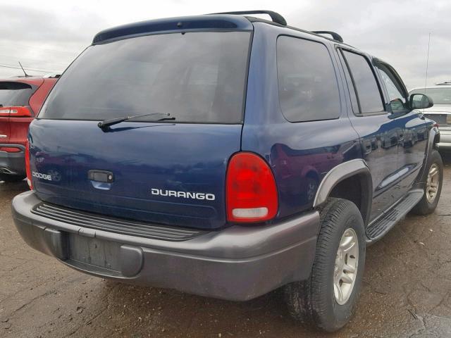 1B4HS38N02F164537 - 2002 DODGE DURANGO SP BLUE photo 4