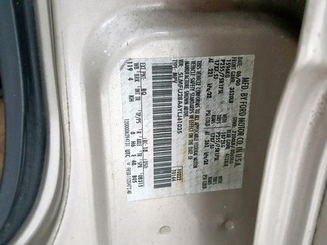 5LMFU28A6YLJ41035 - 2000 LINCOLN NAVIGATOR 金色 照片 10