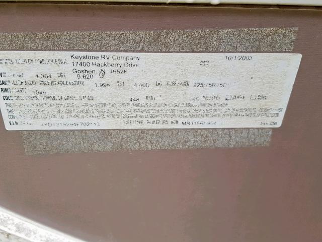 4YDT315294F702113 - 2004 KEYSTONE MONTANA WHITE photo 10