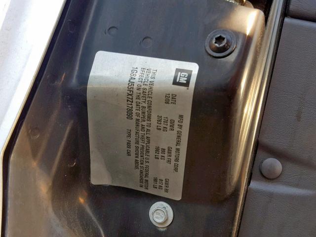 1G8AJ55FX7Z178090 - 2007 SATURN ION LEVEL 银色 照片 10