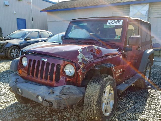 1J4AA2D14AL119776 - 2010 JEEP WRANGLER S BURGUNDY photo 2