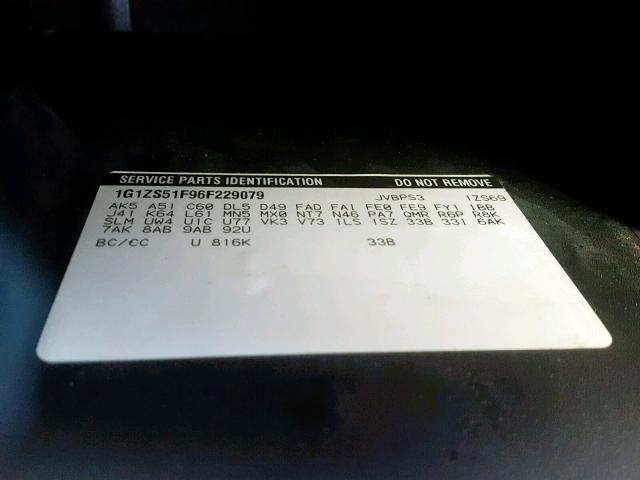 1G1ZS51F96F229079 - 2006 CHEVROLET MALIBU LS GREEN photo 10