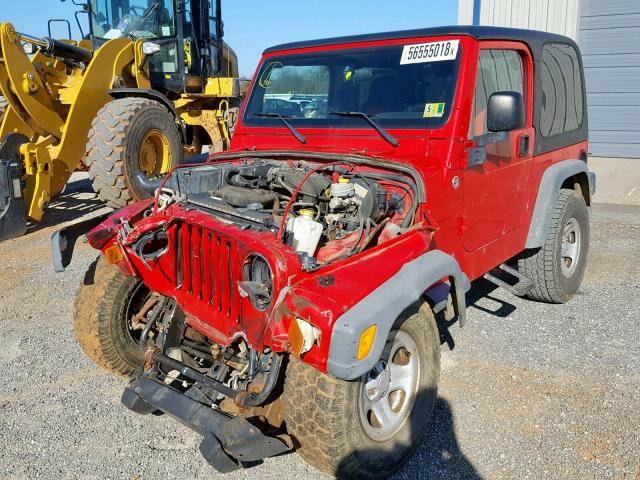 1J4FA29155P347606 - 2005 JEEP WRANGLER / RED photo 2