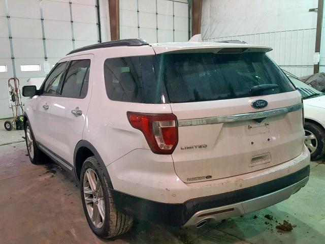 1FM5K7F81HGD77036 - 2017 FORD EXPLORER L WHITE photo 3