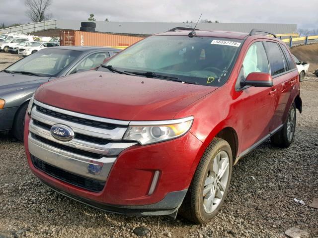 2FMDK3JC9DBC10599 - 2013 FORD EDGE SEL RED photo 2