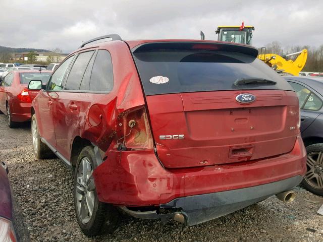 2FMDK3JC9DBC10599 - 2013 FORD EDGE SEL RED photo 3