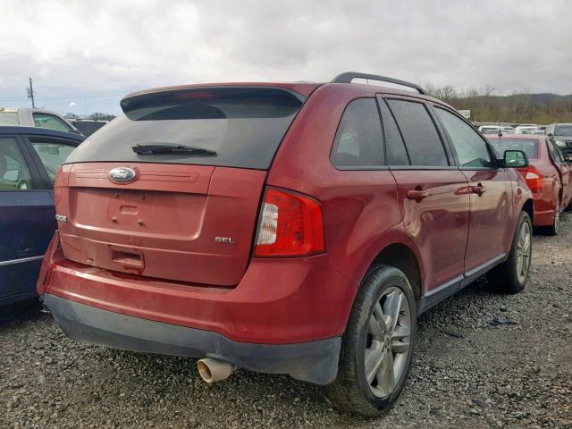 2FMDK3JC9DBC10599 - 2013 FORD EDGE SEL RED photo 4