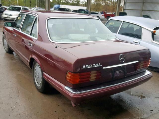 WDBCA39DXJA417542 - 1988 MERCEDES-BENZ 560 SEL BURGUNDY photo 3