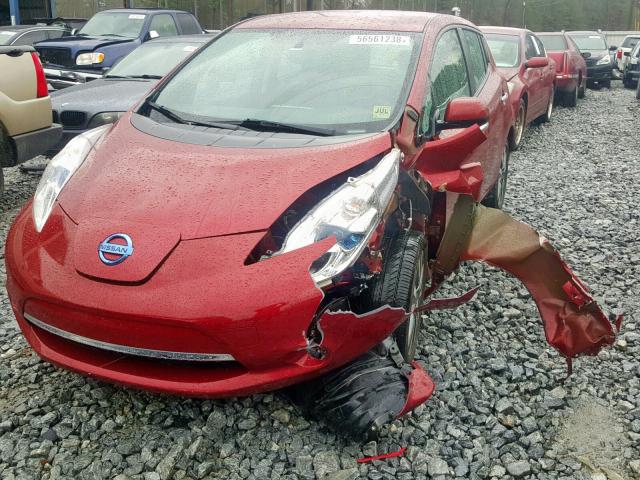 1N4AZ0CP3DC409364 - 2013 NISSAN LEAF S RED photo 2