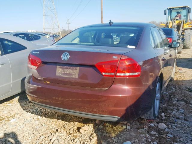 1VWBP7A38DC033724 - 2013 VOLKSWAGEN PASSAT SE MAROON photo 4