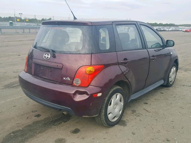 JTKKT624840071318 - 2004 TOYOTA SCION XA PURPLE photo 4