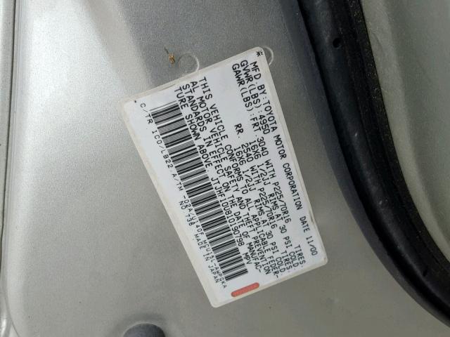 JTJHF10U810190798 - 2001 LEXUS RX 300 SILVER photo 10