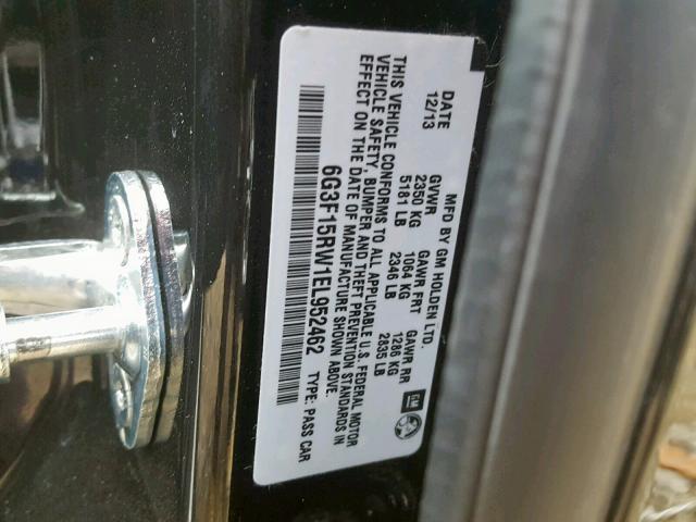 6G3F15RW1EL952462 - 2014 CHEVROLET SS BLACK photo 10